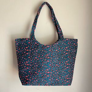 Blue and Pink leopard print Large Tote Bag